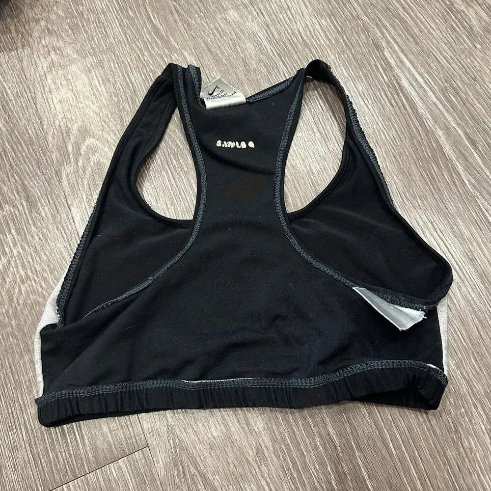 VTG 90s Nike Black Large Swoosh Racerback Sports Bra Sz Small ASO Monica Friends
